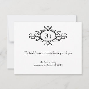 Carte de réponse RSVP de mariage à monogramme à ca