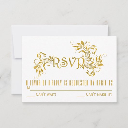 Carte de réponse RSVP de mariage à motif floral fe (Devant)