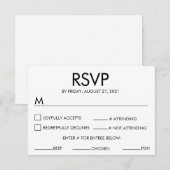 Carte de réponse RSVP de mariage à nom moderne Bla (Devant / Derrière)