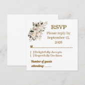 Carte de réponse RSVP de mariage à typographie dor (Devant / Derrière)