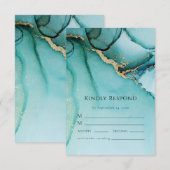 Carte de réponse RSVP de mariage Abstrait Turquois (Devant / Derrière)