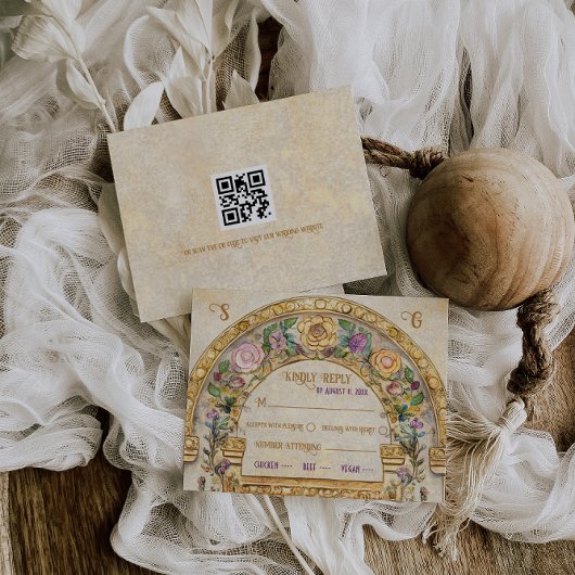 Carte de réponse RSVP de mariage Art Nouveau flora