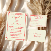 Carte de réponse RSVP de mariage au script rouge m