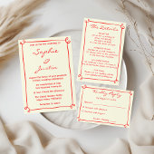 Carte de réponse RSVP de mariage au script rouge m