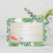 Carte de réponse RSVP de mariage aux feuilles de p (Debout devant)