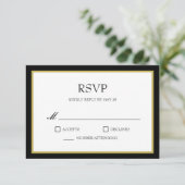 Carte de réponse RSVP de mariage avec bordure en o (Debout devant)