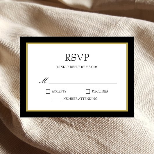 Carte de réponse RSVP de mariage avec bordure en o