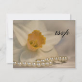 Carte de réponse RSVP de mariage blanc Daffodil Pe (Devant)