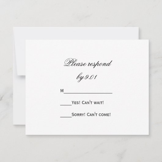 Carte de réponse RSVP de mariage blanc Daffodil Pe (Dos)