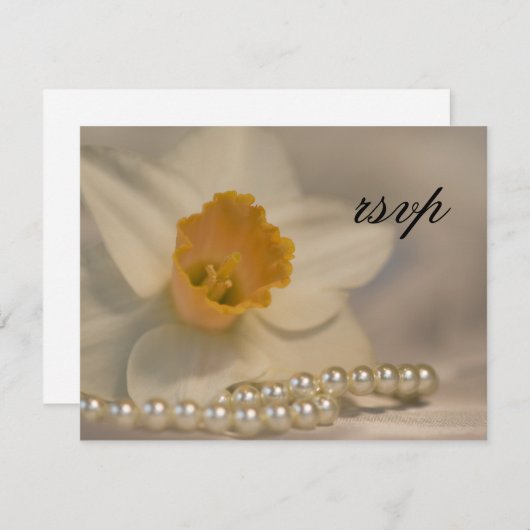 Carte de réponse RSVP de mariage blanc Daffodil Pe (Devant / Derrière)