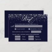 Carte de réponse RSVP de mariage bleu marine (Devant / Derrière)
