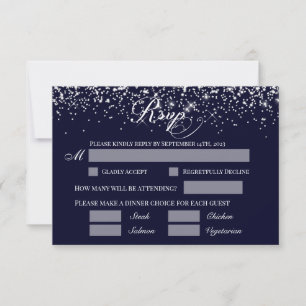 Carte de réponse RSVP de mariage bleu marine