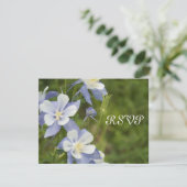 Carte de réponse RSVP de mariage Blue Columbine (Debout devant)