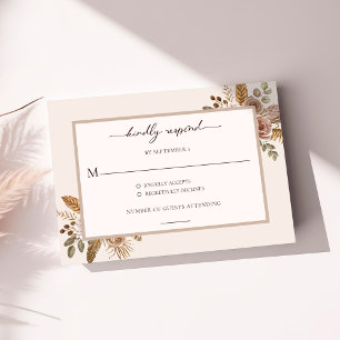Carte de réponse RSVP de mariage bohème floral élé
