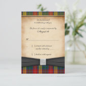 Carte de réponse RSVP de mariage Buchanan Tartan V (Debout devant)
