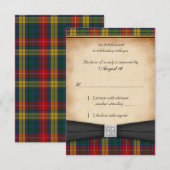 Carte de réponse RSVP de mariage Buchanan Tartan V (Devant / Derrière)