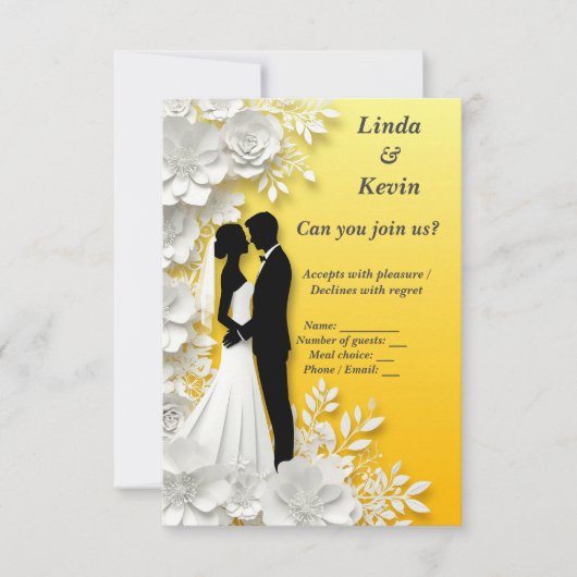 💛 Carte de réponse RSVP de mariage Carte de répon (Devant)