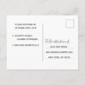 Carte de réponse RSVP de mariage | Carte postale e (Dos)