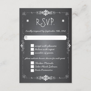 Carte de réponse RSVP de Mariage Chalkboard avec d