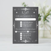 Carte de réponse RSVP de Mariage Chalkboard avec d (Debout devant)
