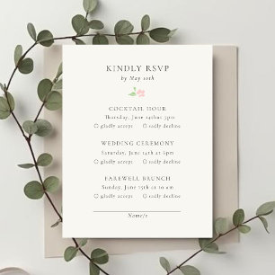 Carte de réponse RSVP de mariage chic en ivoire