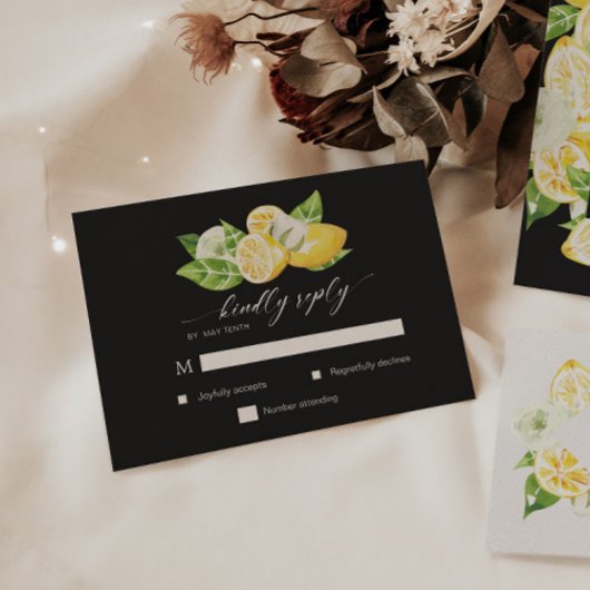 Carte de réponse RSVP de Mariage Citrus Lemon Tree