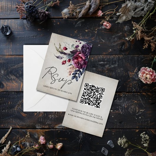Carte de réponse RSVP de mariage de code QR minima