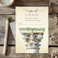 Carte de réponse RSVP de mariage de colonne grecqu