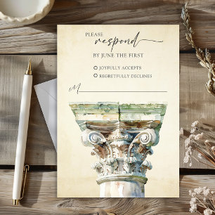Carte de réponse RSVP de mariage de colonne grecqu