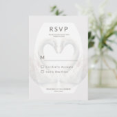 Carte de réponse RSVP de mariage de cygne romantiq (Debout devant)