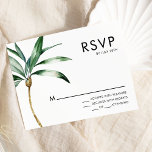 Carte de réponse RSVP de mariage de destination Pa<br><div class="desc">Ce modèle de carte de réponse rsvp à destination palmier présente des palmiers d'aquarelle tropicale sur un arrière - plan blanc éclatant qui évoque l'ambiance rêvée d'un mariage de destination. ce design rayonne sur l'amour des rivages de sable et des palmiers balançoires, parfait pour les couples à la recherche d'une...</div>