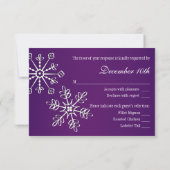 Carte de réponse RSVP de mariage de flocon de neig (Dos)