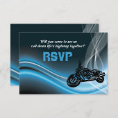 Carte de réponse RSVP de mariage de motard de rout (Devant / Derrière)