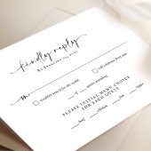 Carte de réponse RSVP de mariage de script minimal