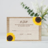 Carte de réponse RSVP de mariage de Sunflower Burl (Debout devant)