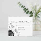 Carte de réponse RSVP de mariage de tournesol blan (Debout devant)