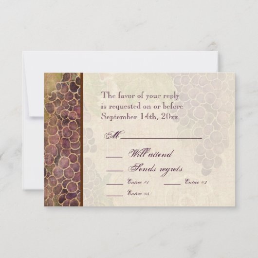 Carte de réponse RSVP de mariage de vignes âgées (Dos)