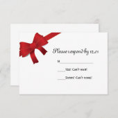Carte de réponse RSVP de mariage d'hiver Red Bows (Devant / Derrière)