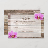 Carte de réponse RSVP de mariage en bois d'orchidé (Devant / Derrière)