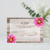 Carte de réponse RSVP de mariage en bois rose Dahl (Debout devant)