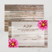 Carte de réponse RSVP de mariage en bois rose Dahl (Devant / Derrière)