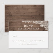 Carte de réponse RSVP de mariage en dentelle de bo (Devant / Derrière)