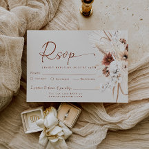 Carte de réponse RSVP de mariage en terre cuite Bo