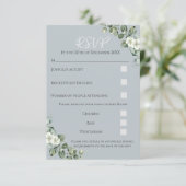 Carte de réponse RSVP de mariage Eucalyptus modern (Debout devant)