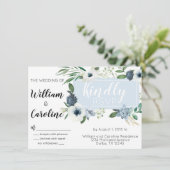 Carte de réponse RSVP de mariage floral Anémone bl (Debout devant)