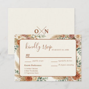 Carte de réponse RSVP de mariage floral bohème rus