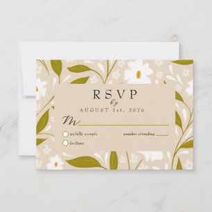 Carte de réponse RSVP de mariage floral bohème ver