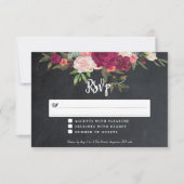 carte de réponse rsvp de mariage floral boho (Devant)