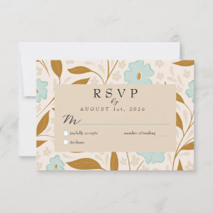 Carte de réponse RSVP de mariage floral boho marro