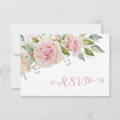 Carte de réponse RSVP de mariage floral rose (Dos)